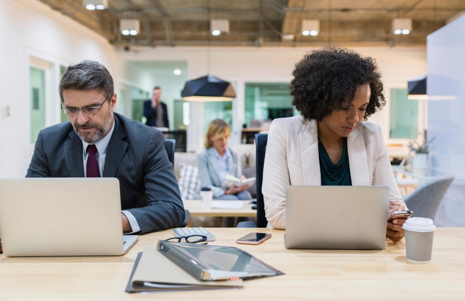 Family reviewing household budget together